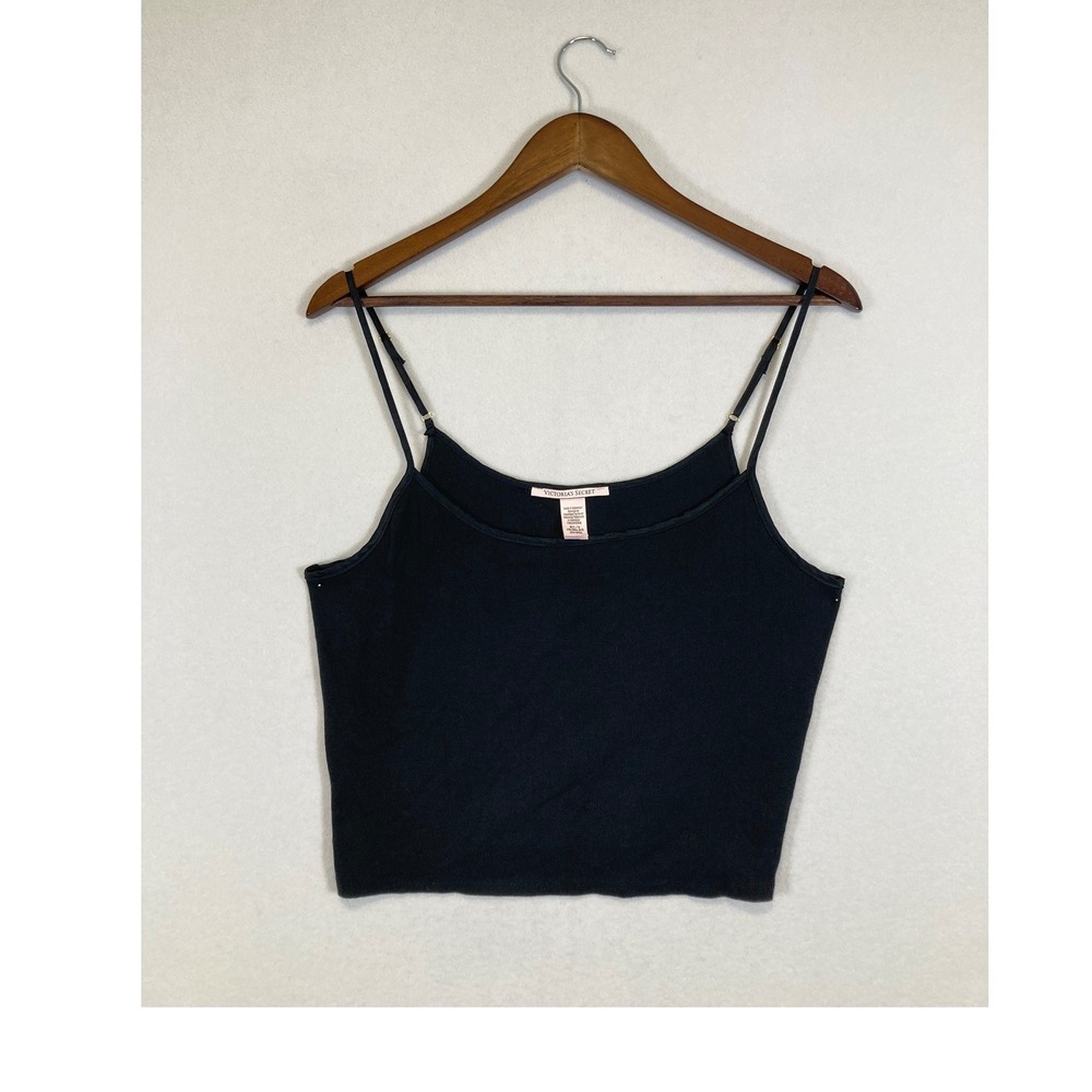 Victoria's Secret Ribbed Camisole‎ Women M/L Black Adjustable Strap Tank Top